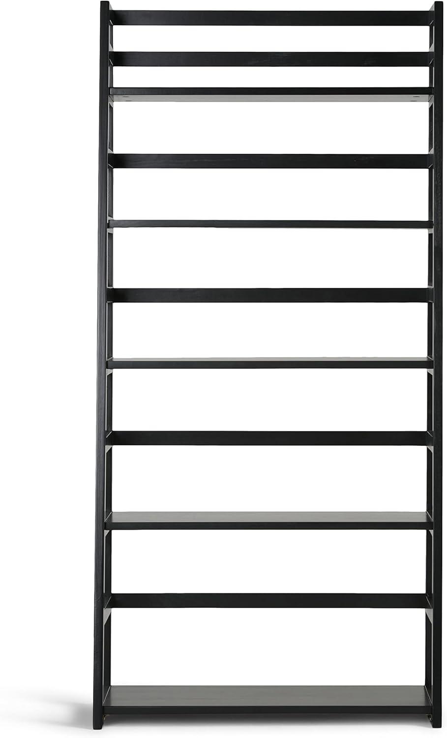 Acadian Solid Wood 30" Transitional Black Ladder Shelf