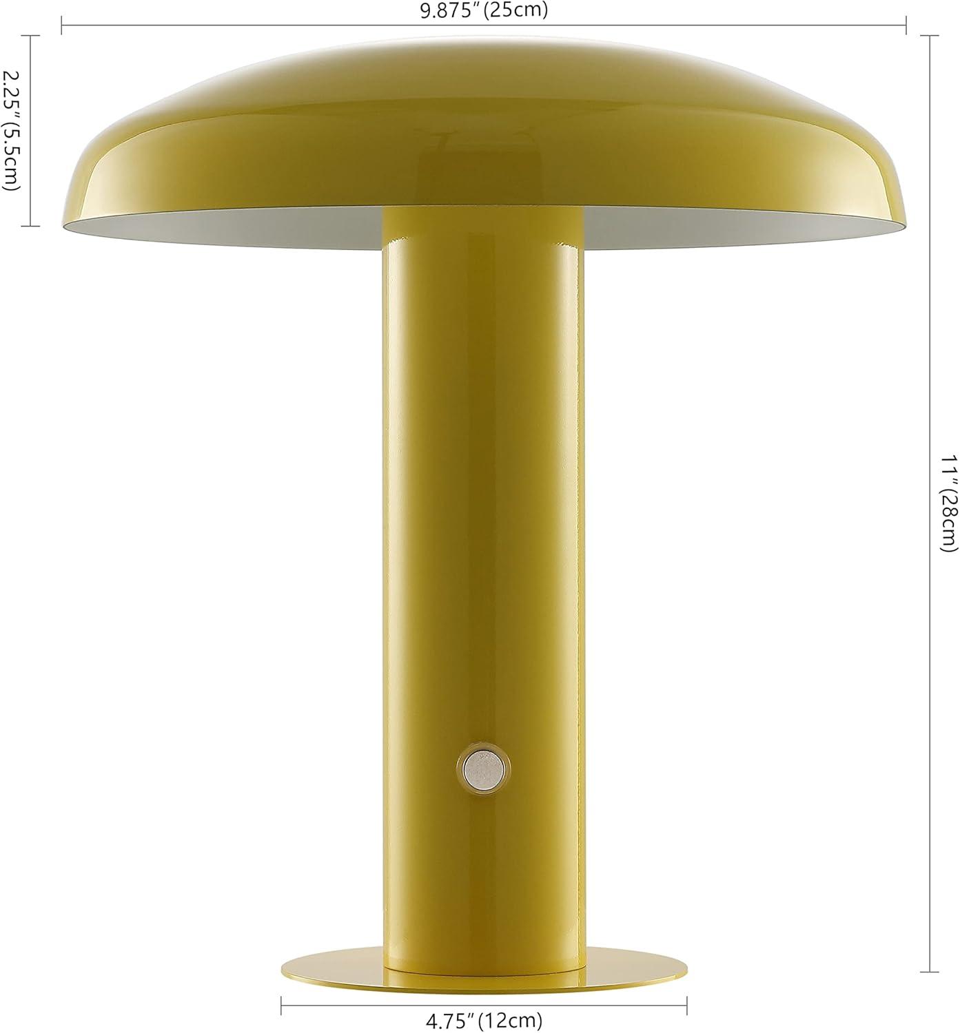 Suillius 11" Satin Yellow Cordless Metal Dome Table Lamp