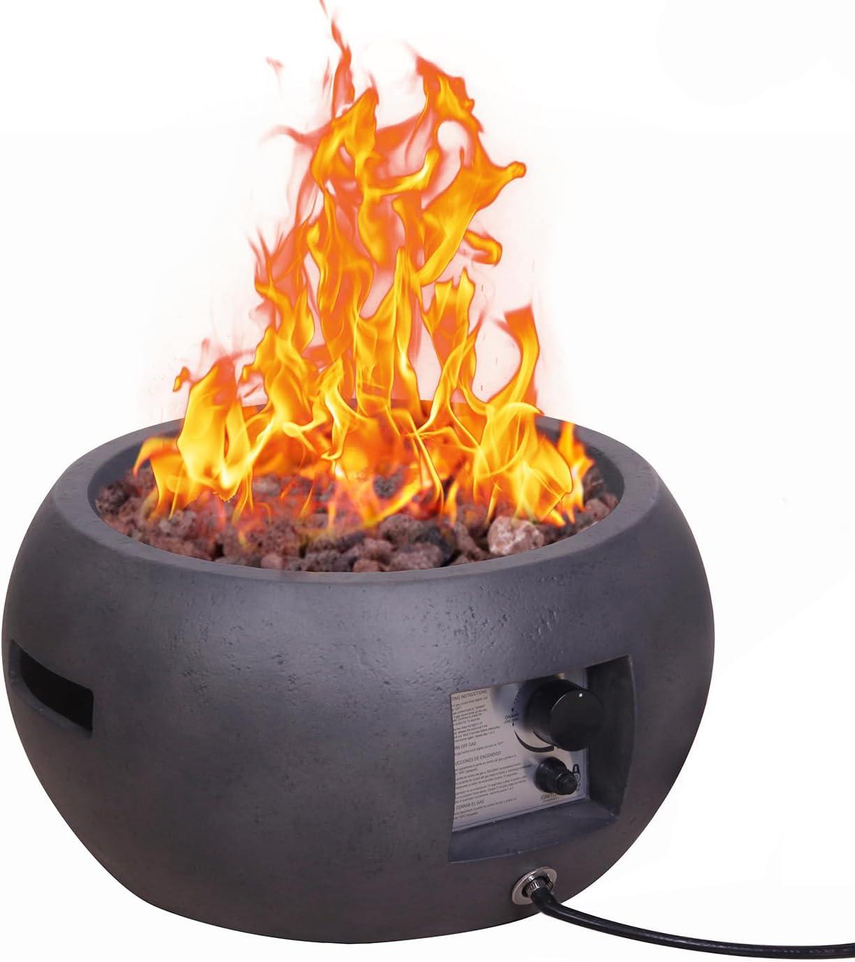 12 H Outdoor Dark Grey Mini 22" Round 40,000 BTU Propane Gas Fire Pit