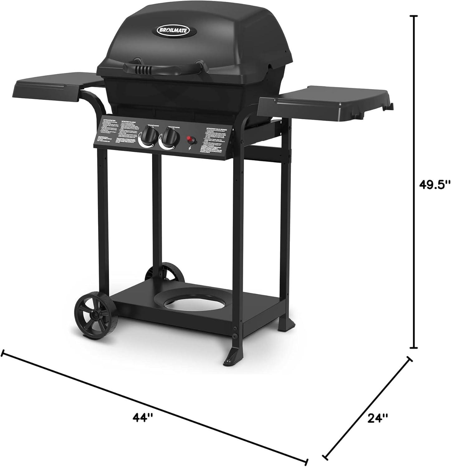 Black 2-Burner Liquid Propane Gas Grill with Steel Frame