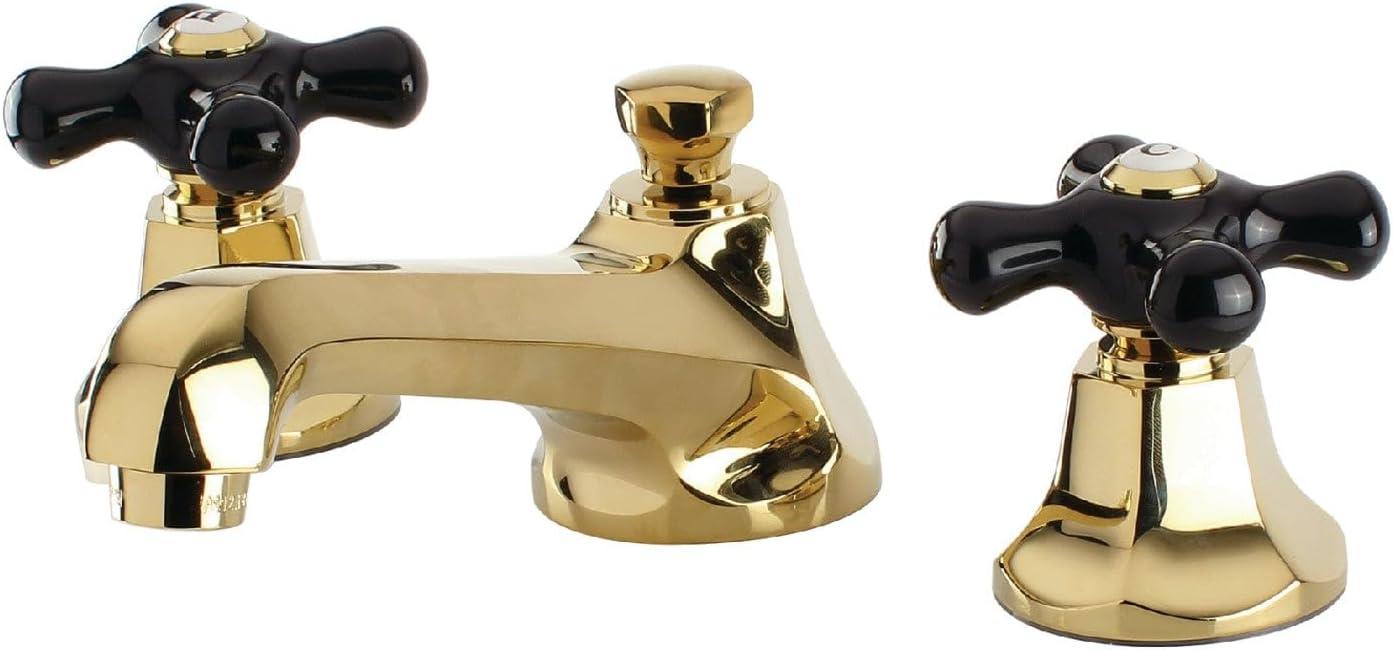 Kingston Brass Duchess Two-Handle 3-Hole Deck Mount Widespread Bathroom Faucet with Brass Pop-Up Drain