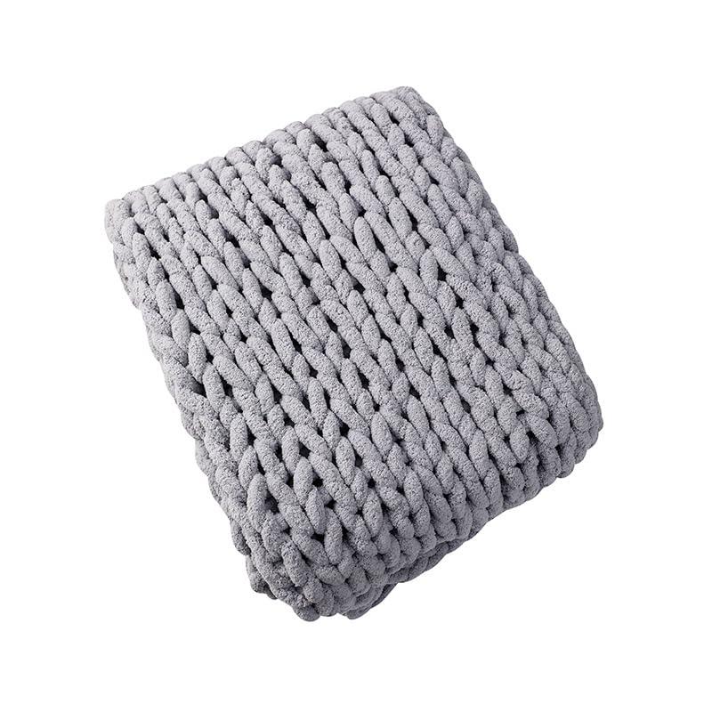 Chunky Knit Blanket Throw 48"*71", Hand Knitted Warm Chenille Throw Blanket, Home Decor Soft Thick Yarn Cable Knit Blanket,Soft Breathable Fleece Banket Christmas for Couch Bed Sofa Best Gift (Gray)