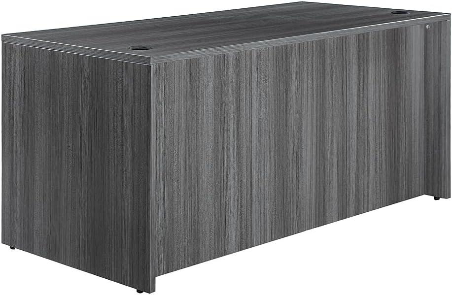 NBF At Work Double Pedestal Executive Office Desk with Storage and Drawers - 72"W, Gray