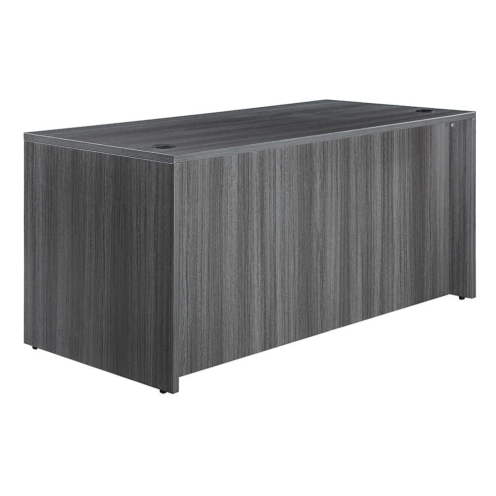 NBF At Work Double Pedestal Executive Office Desk with Storage and Drawers - 72"W, Gray