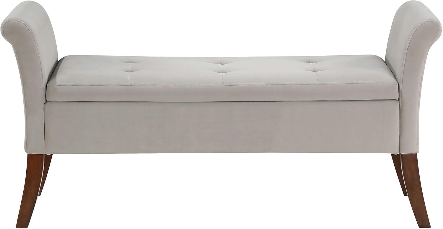 Coaster Farrah Velvet Upholstered Rolled Arms Storage Bench in Beige and Brown