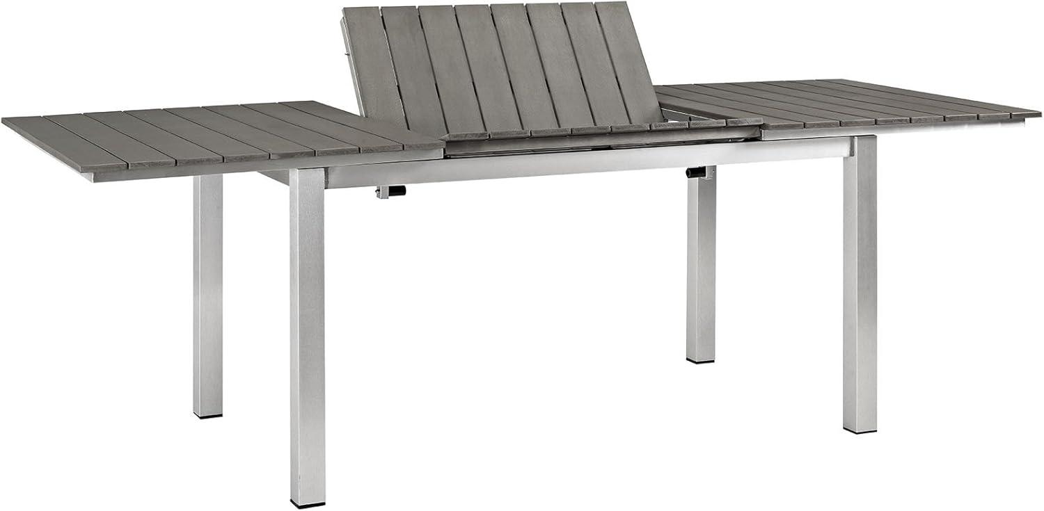 Modway Shore Outdoor Patio Aluminum Dining Table in Silver Gray