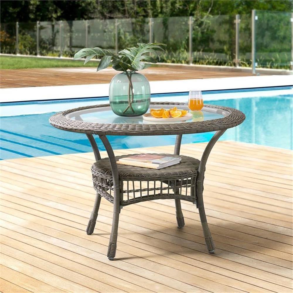 Carolina All-Weather Wicker Dining 5-Piece Dining Set with 42" Diameter Outdoor Dining Table and Four 37"H Chairs
