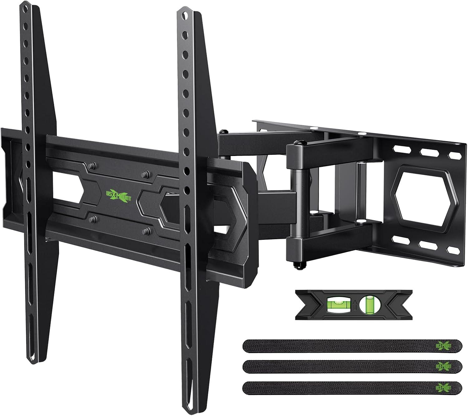 USX MOUNT TV Wall Mount for 32-65 inch Flat Screen/LED/4K up to 110lbs, Full Motion TV Mount Bracket with Swivel & Tilt Articulating Dual Arms, Max VESA 400x400mm, Fits 12/16" Wood Studs