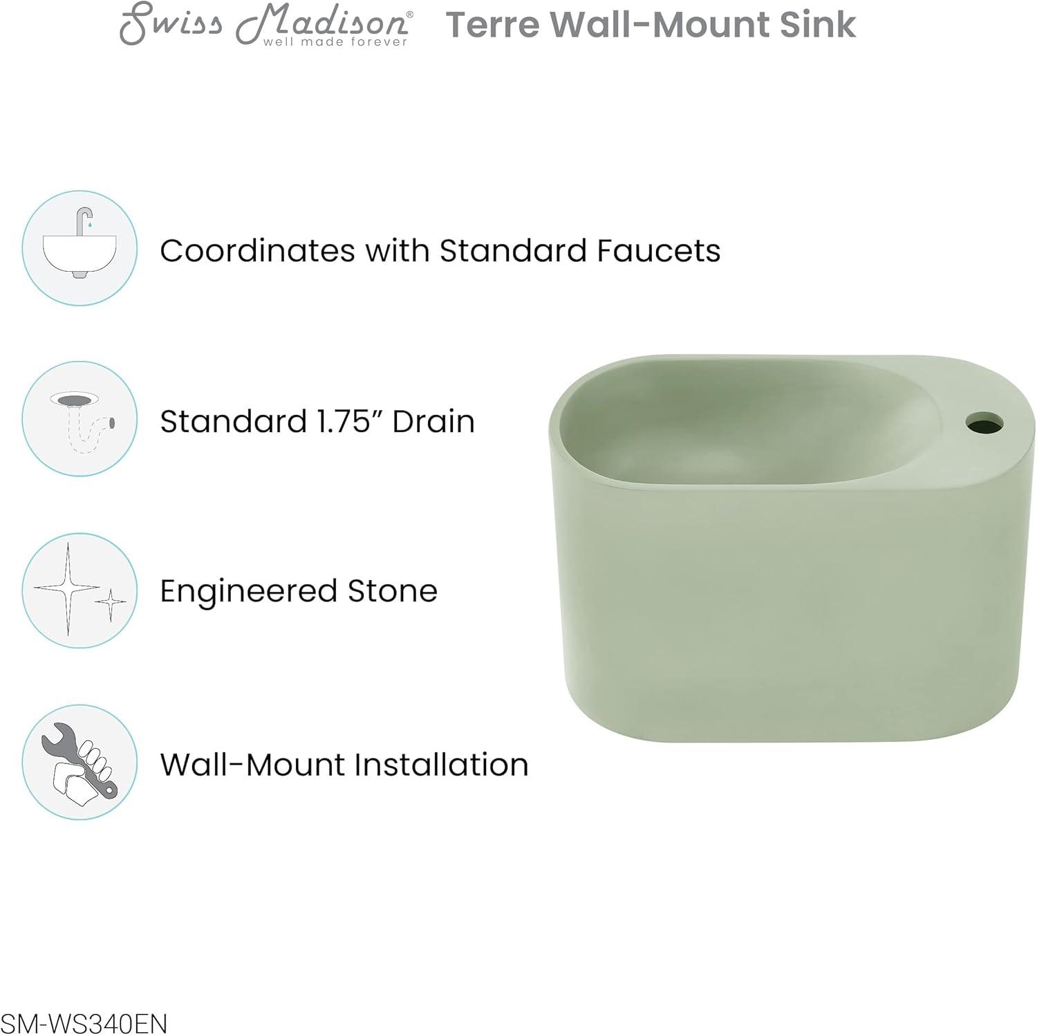 Terre 17.5" Right Side Faucet Wall-Mount Bathroom Sink