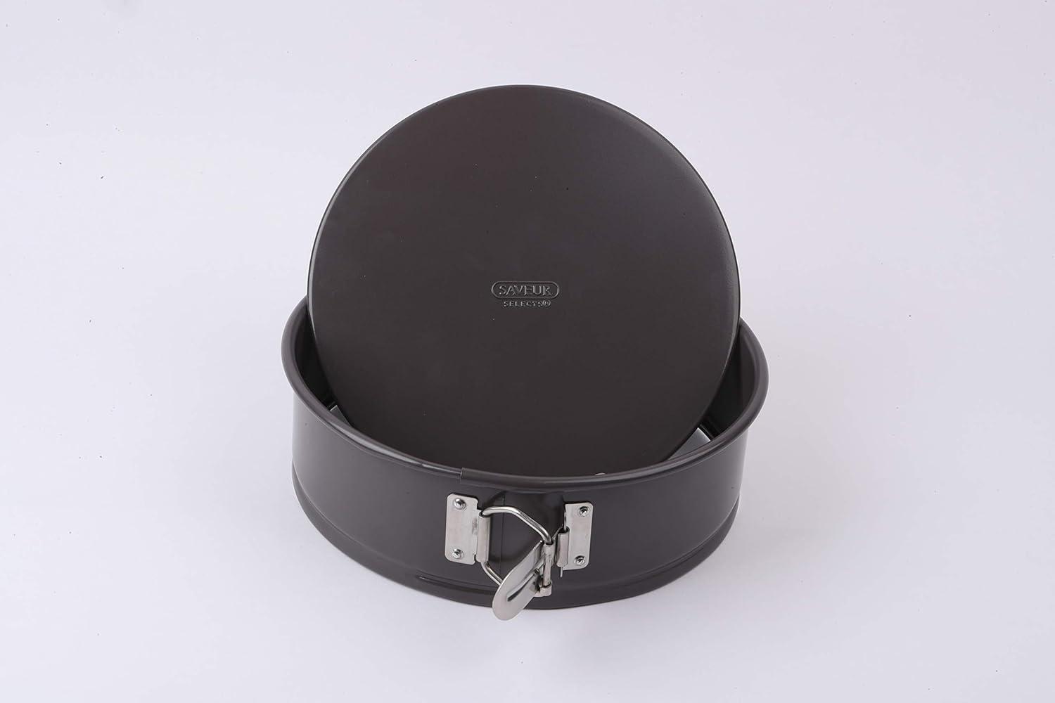 NutriChef 9 Inch Nonstick Cheesecake Springform Cake Pan | Stainless Steel Clasp & Removable Bottom | Durable Carbon Steel Cheesecake Pan | Easy to Clean | Includes 100 Parchment Papers | Black