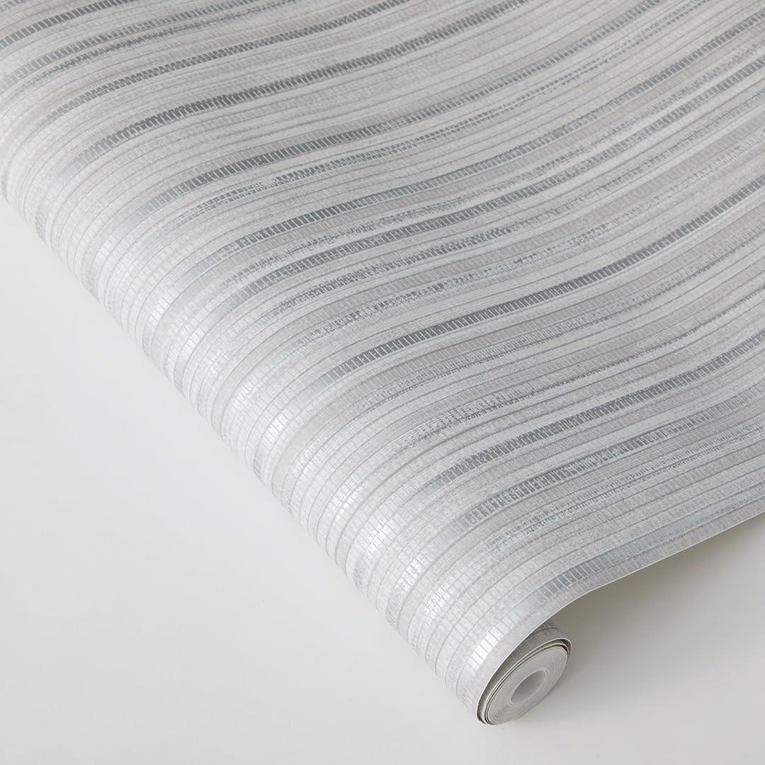 Tempaper & Co.® Faux Grasscloth Removable Peel and Stick Wallpaper, Textured Sterling Silver, 28 sq ft: Vinyl, Self-Adhesive