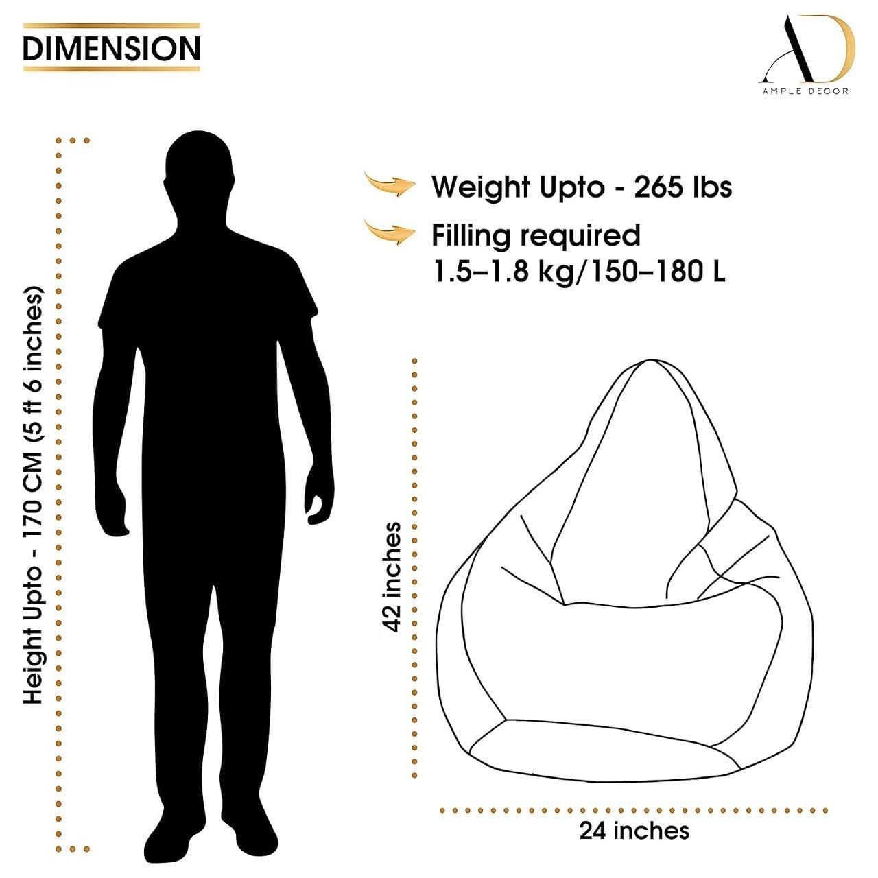 Ample Decor Bean Bag Cover (Filler Not Included), Plush Toys Storage Soft Leatherette, Durable Construction Sturdy Zipper, Ideal for Children and Teenagers - Red