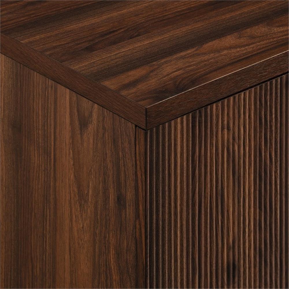 32" Dark Walnut and Gold Fluted Door Accent Cabinet