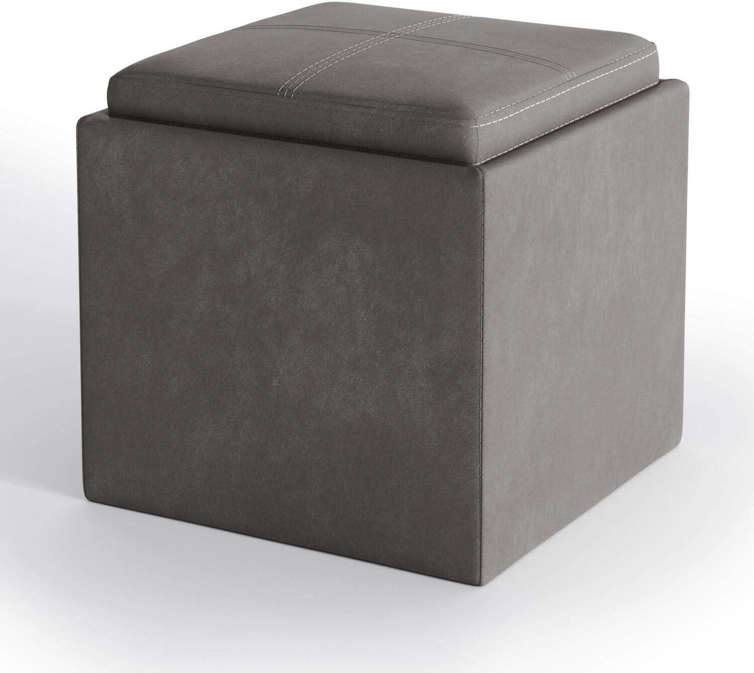 Rockwood Slate Grey Faux Leather Multi-Functional Storage Ottoman