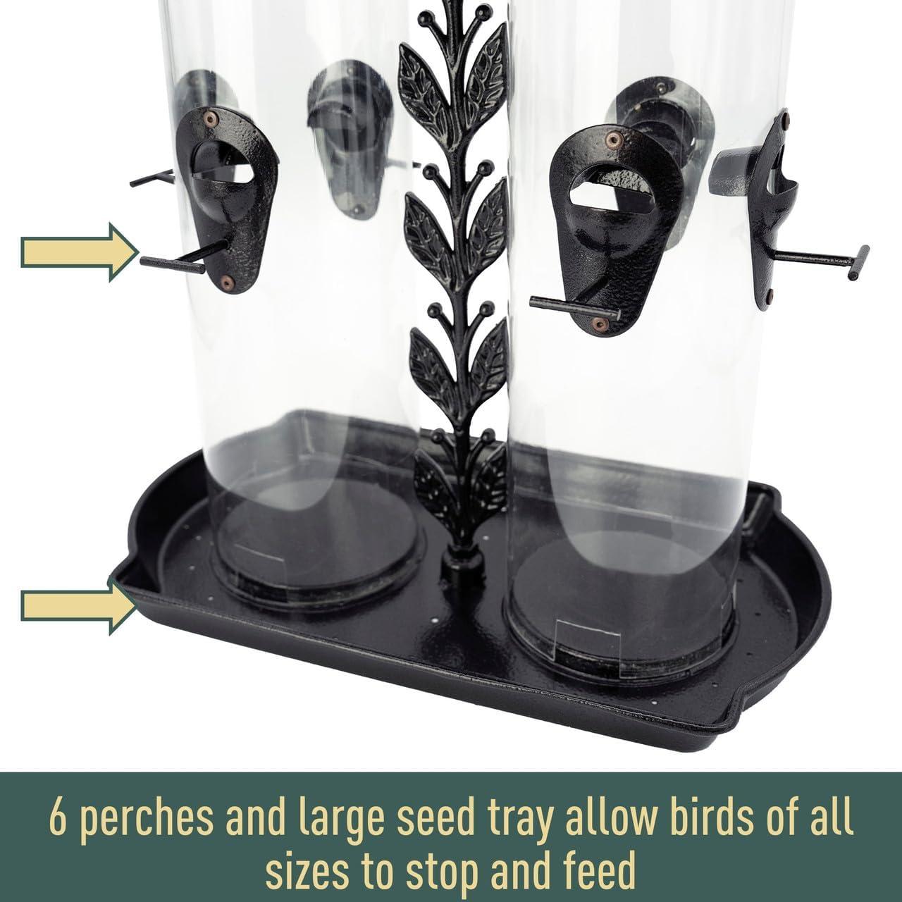 Large Black Metal Dual Tube Hanging Bird Feeder