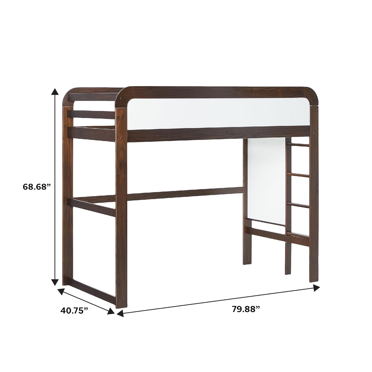 Walker Edison Contemporary Twin Loft Wooden Bed with Ladder, Walnut