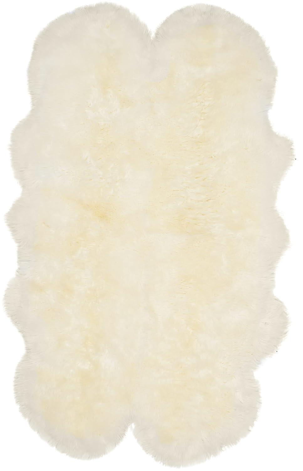 SAFAVIEH Sheep Skin Tiana Sheep Skin Area Rug, White, 3'7" x 5'11" Specialty