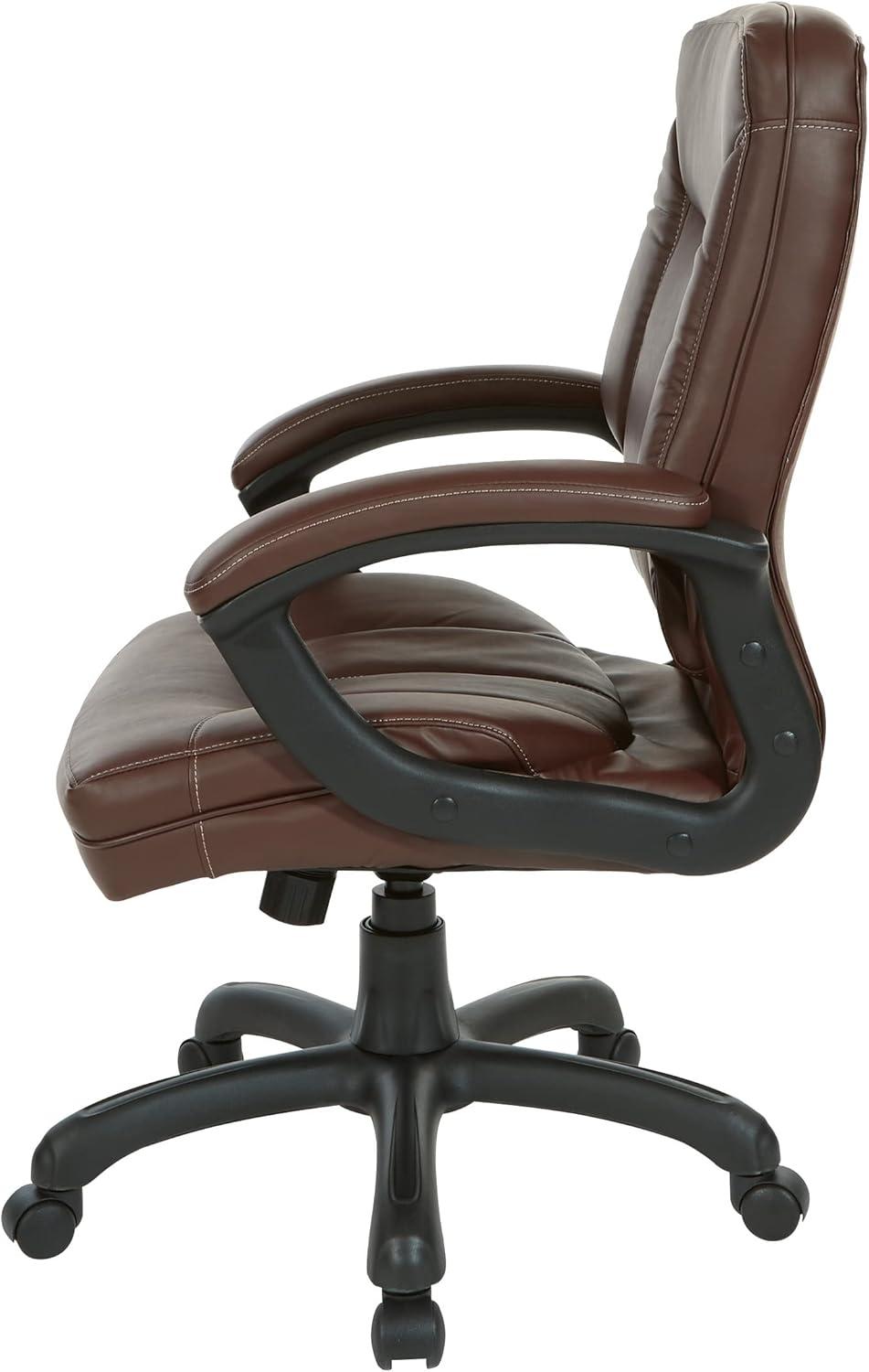 Executive Mid Back Chocolate Faux Leather Chair with Contrast Stitching