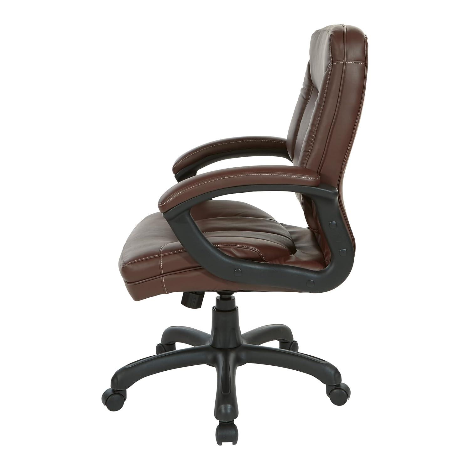 Executive Mid Back Chocolate Faux Leather Chair with Contrast Stitching