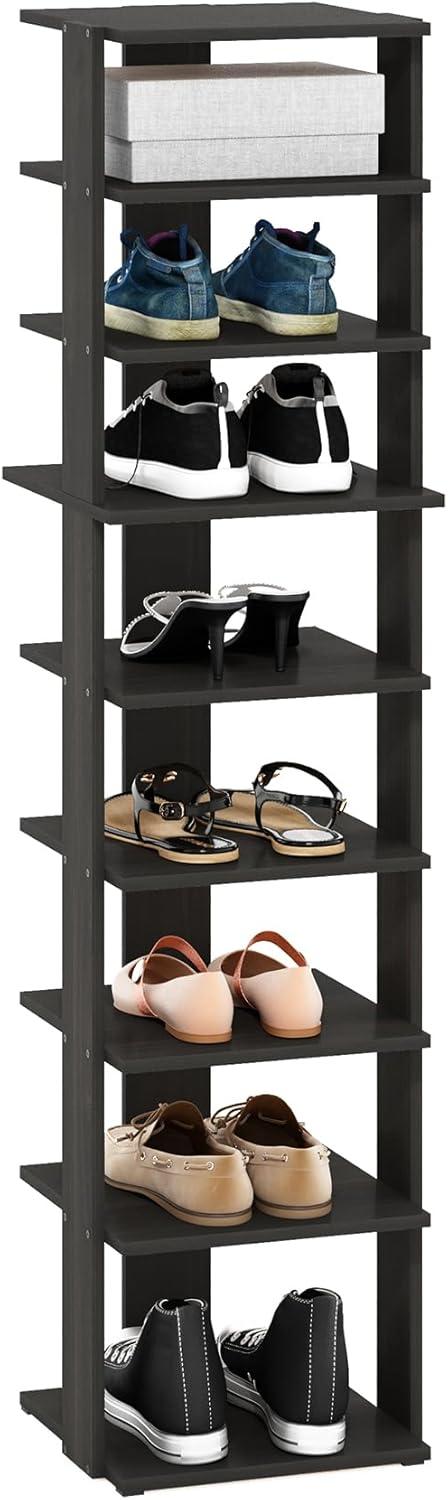 Furinno Compact 9-Tier Vertical Space Saving Free Standing Shoe Tower, Shoe Rack for Closet Entryway, Espresso