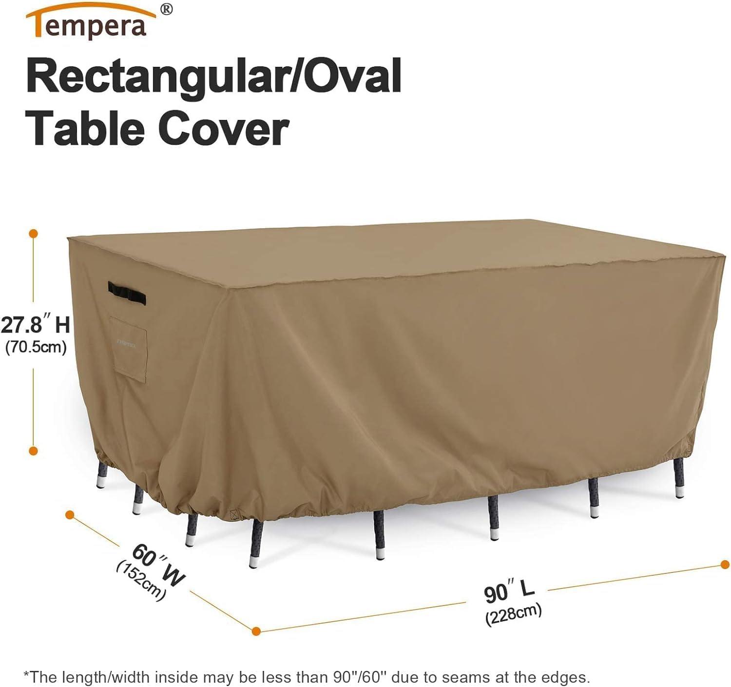 Taupe Waterproof Polyester Outdoor Dining Set Cover with Buckle Clips