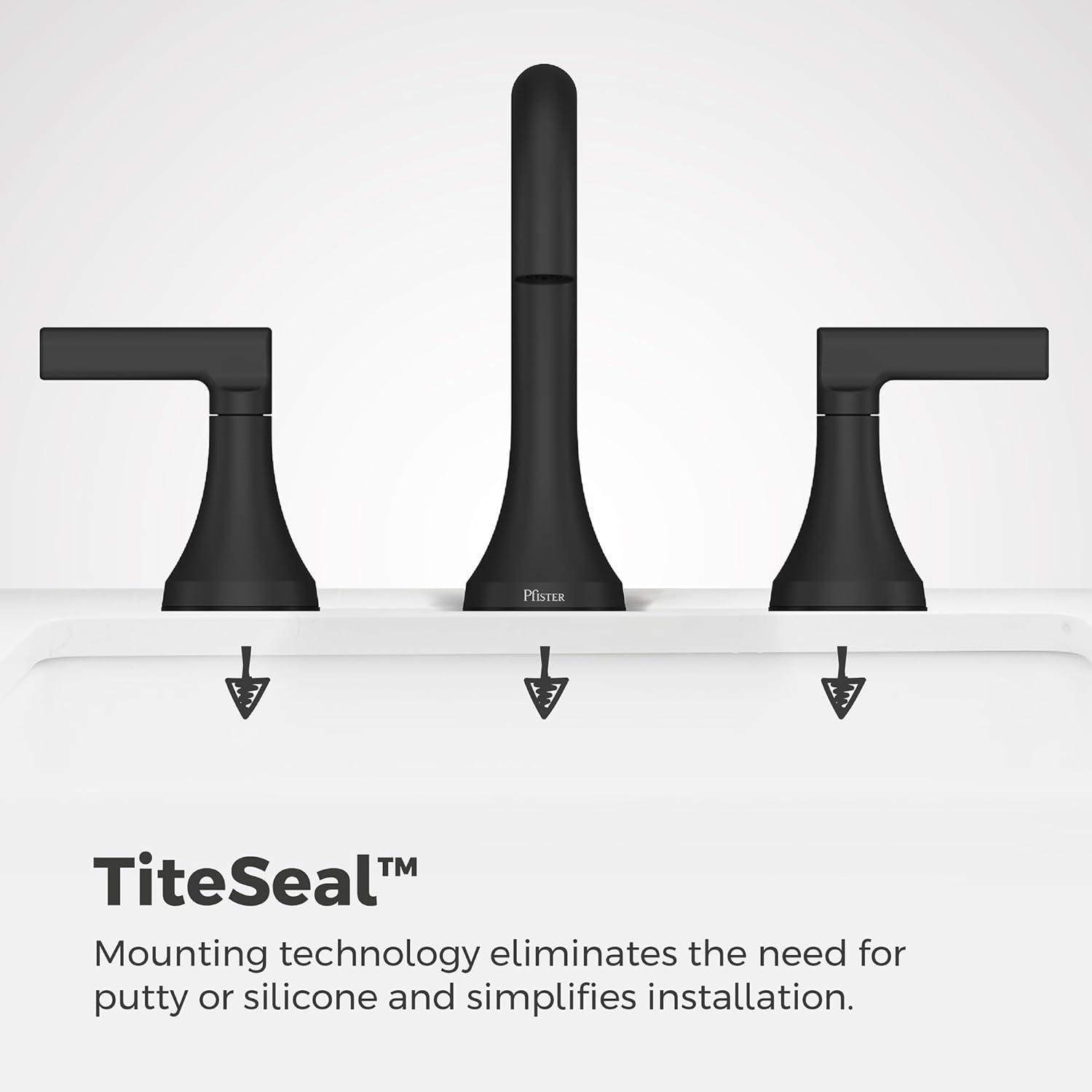 Vedra 8 in. Widespread Double Handle High Arc Bathroom Faucet with Drain Kit Included in Matte Black