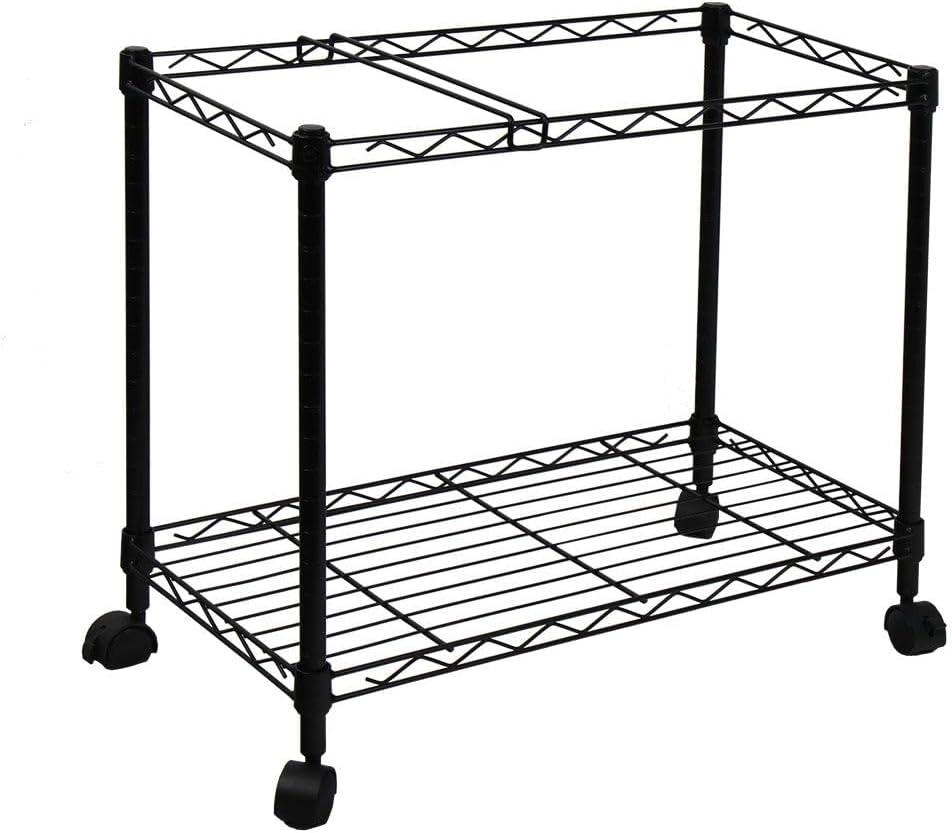 Black Metal 1-Tier Rolling File Cart with Swivel Casters