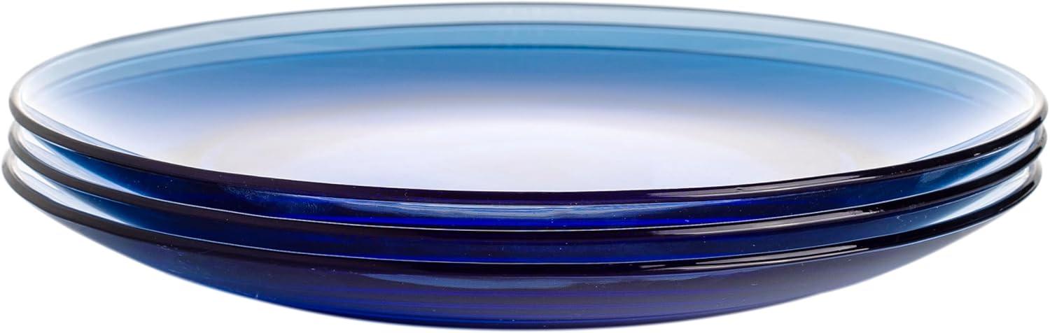 Borosilicate Glass Dessert Plate Set of 4 Glass Appetizer Plates 9.25" (23.5 cm), Blue