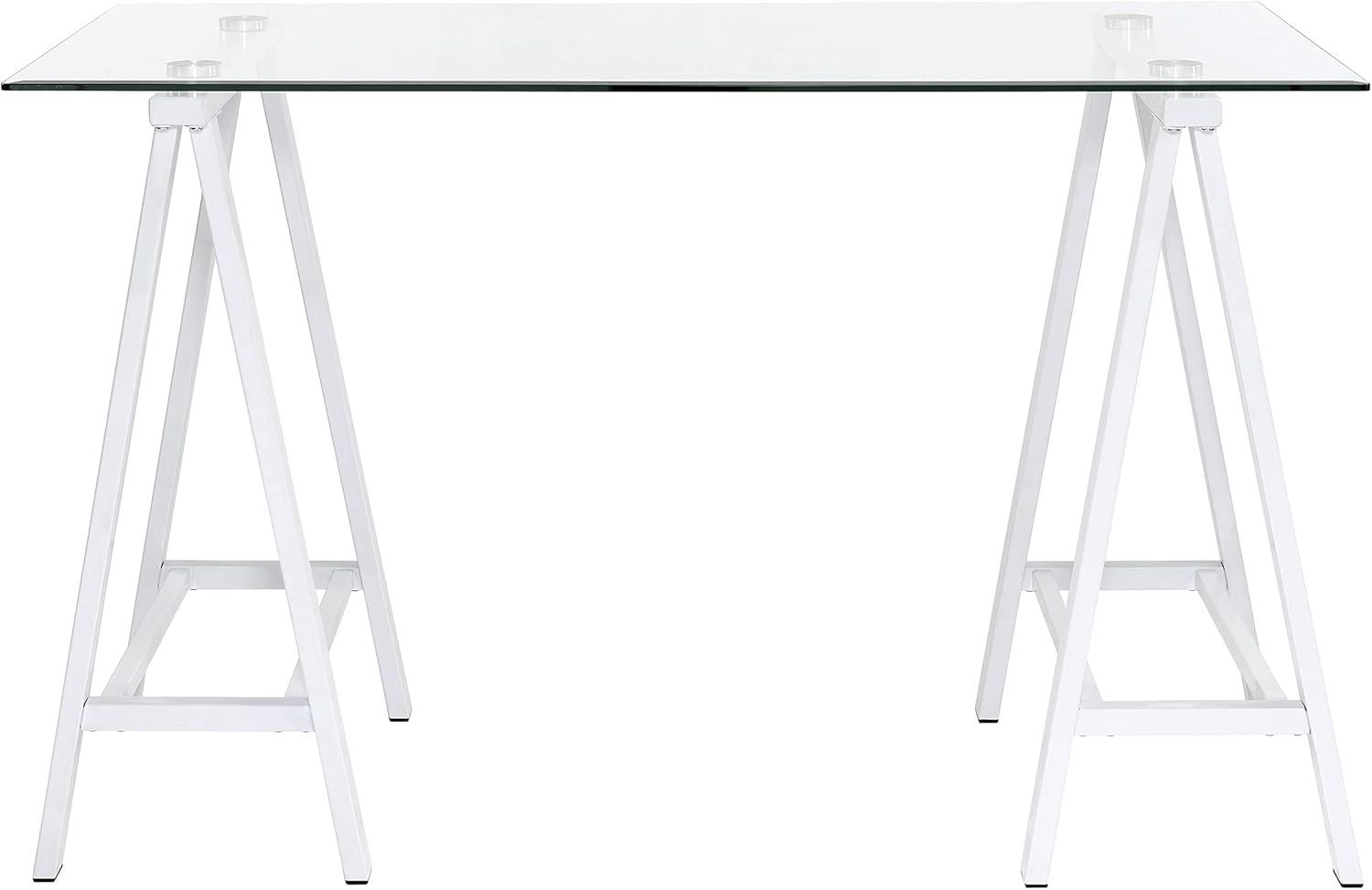 Middleton Writing Desk with Clear Glass Top and White Base