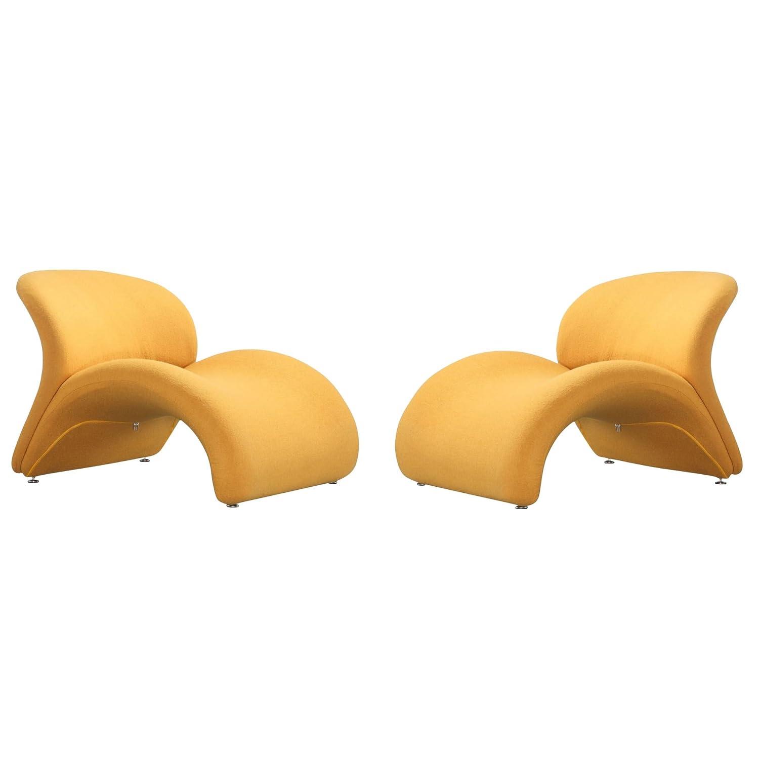 Rosebud Yellow Wool Blend Accent Chair