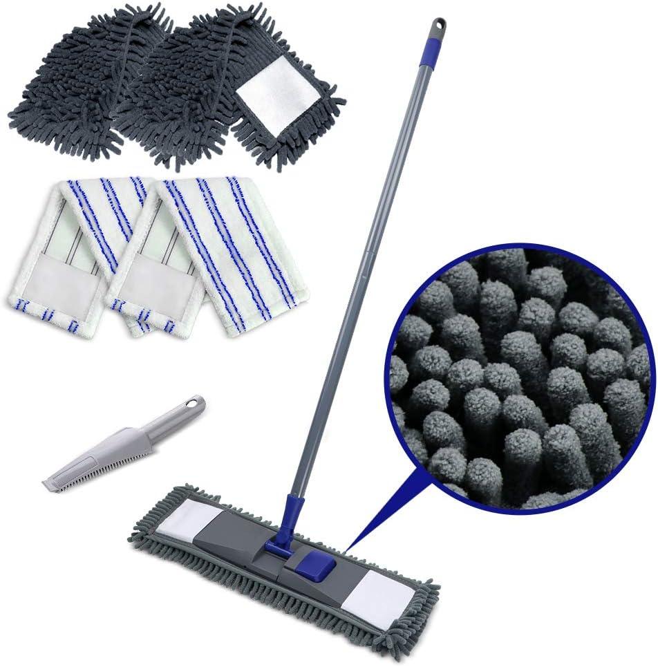 Gray Microfiber Flat Mop with Washable Pads for Hardwood Floors