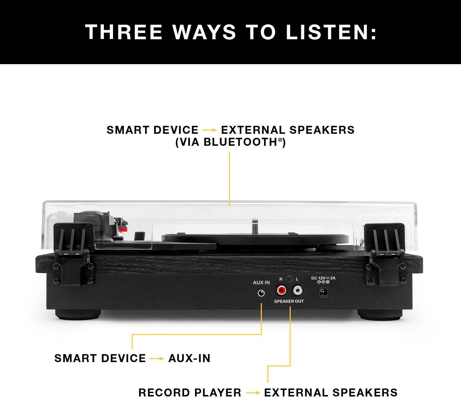 Victrola Montauk Bluetooth Record Player with 3 speed Turntable and Bookshelf Speakers