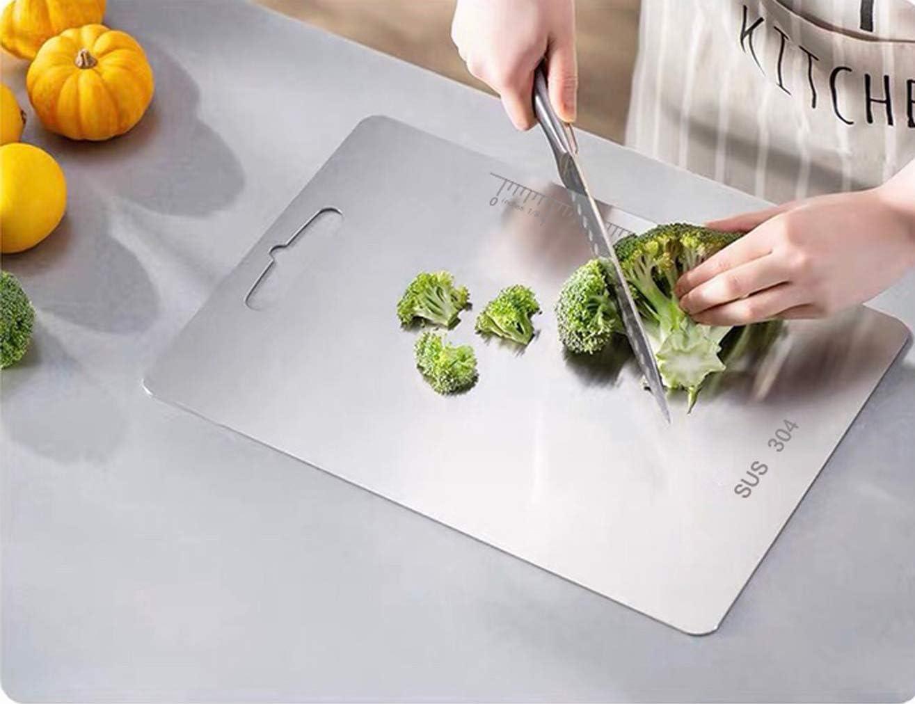 Large and Medium Stainless Steel Cutting Boards with Measurement Scale