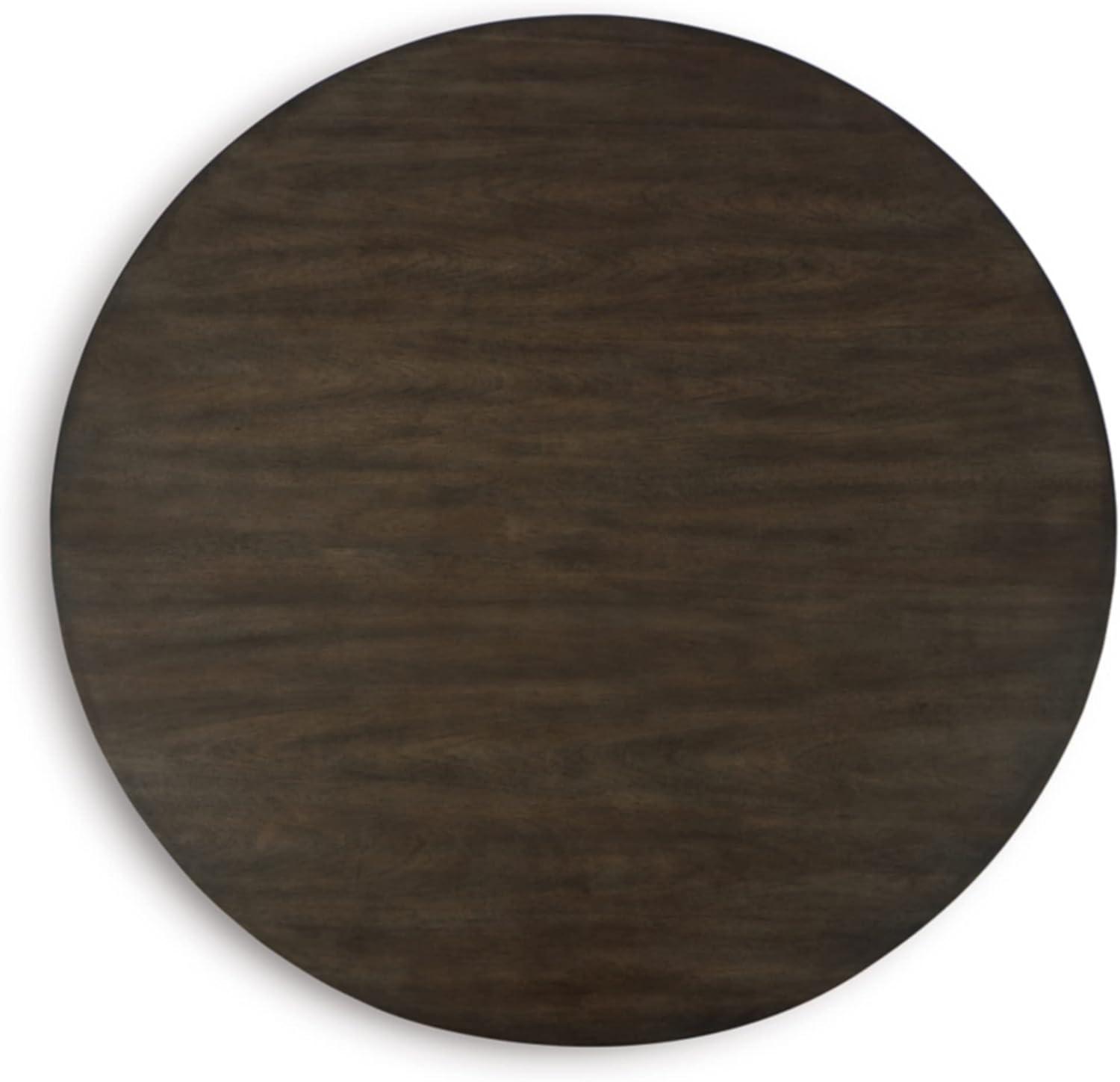 Gray Brown Round Wood Mid-century Modern Dining Table