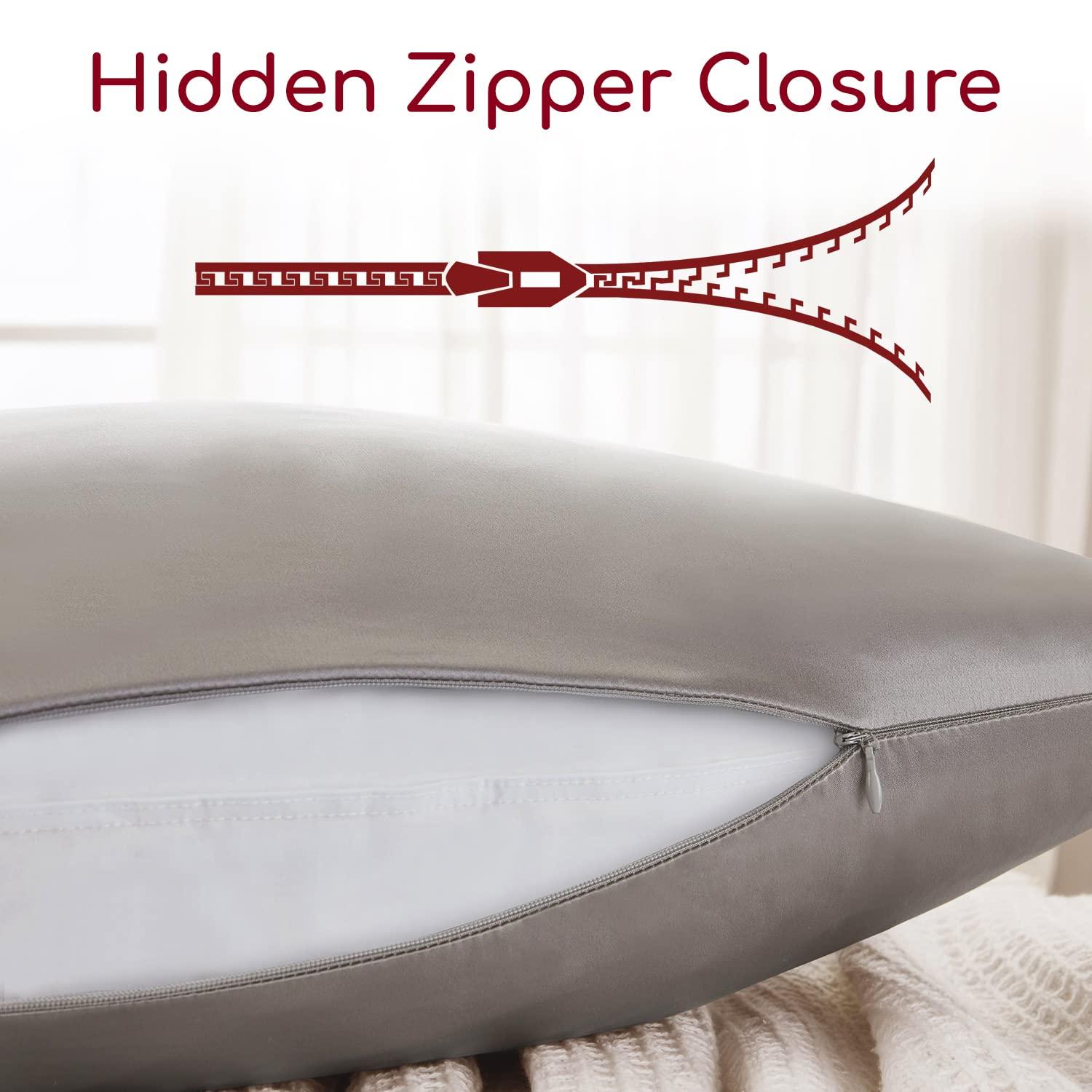 Mellanni Mulberry Silk Collection 19 Momme Light Gray Silk Pillowcase, Body 20"x54"