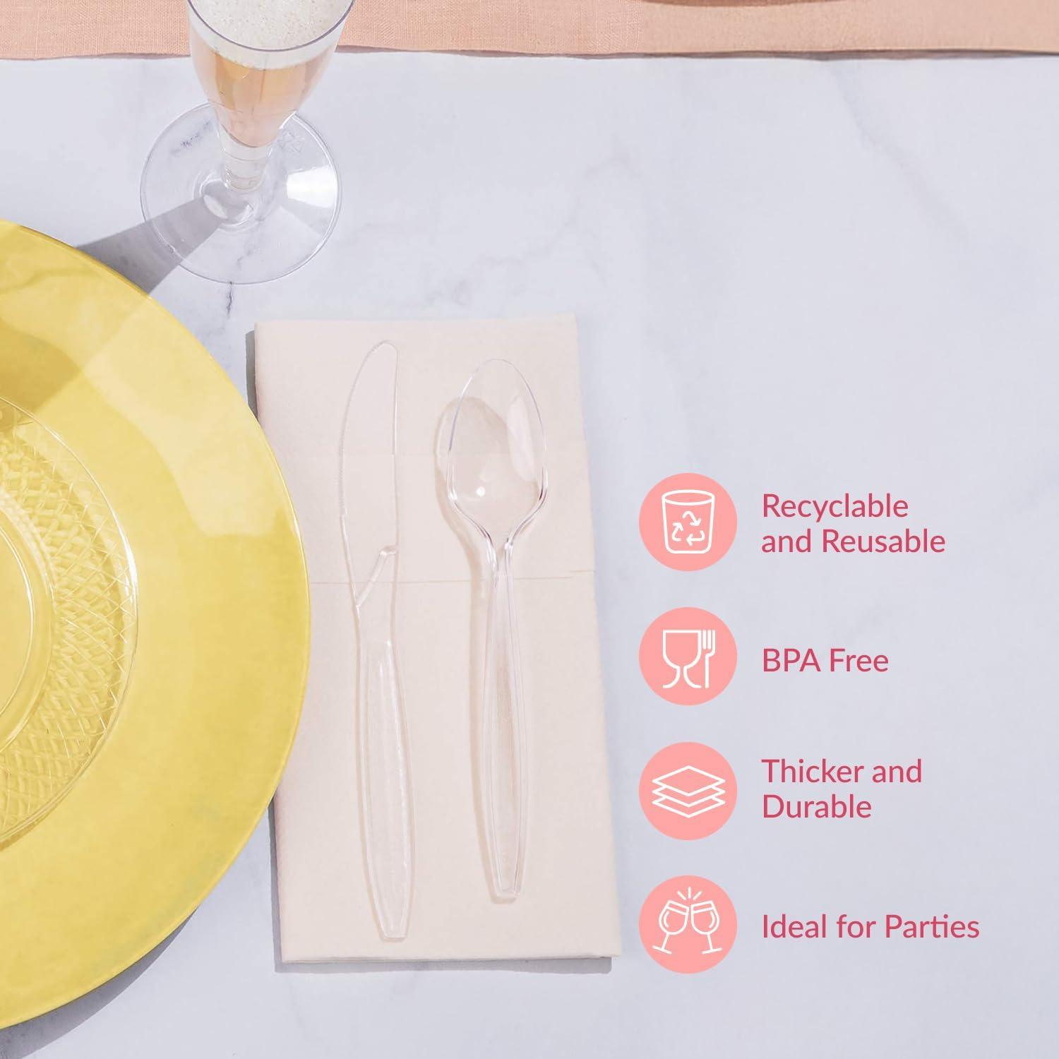 Elegant Clear Heavy-Duty Plastic Disposable Spoons Pack