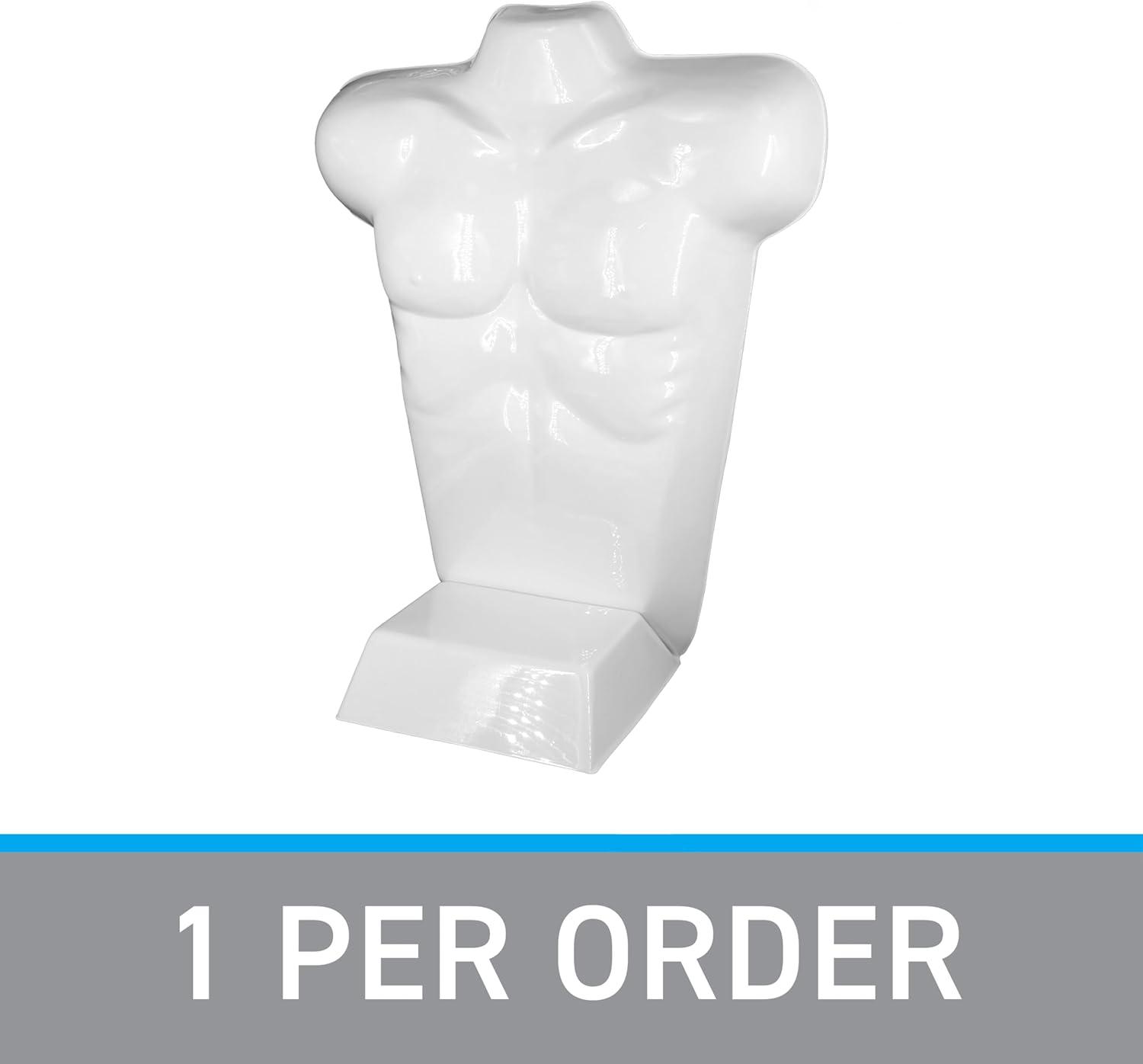 SSWBasics Economy Male White Plastic Countertop Mannequin - Fits Men's Sizes S-L