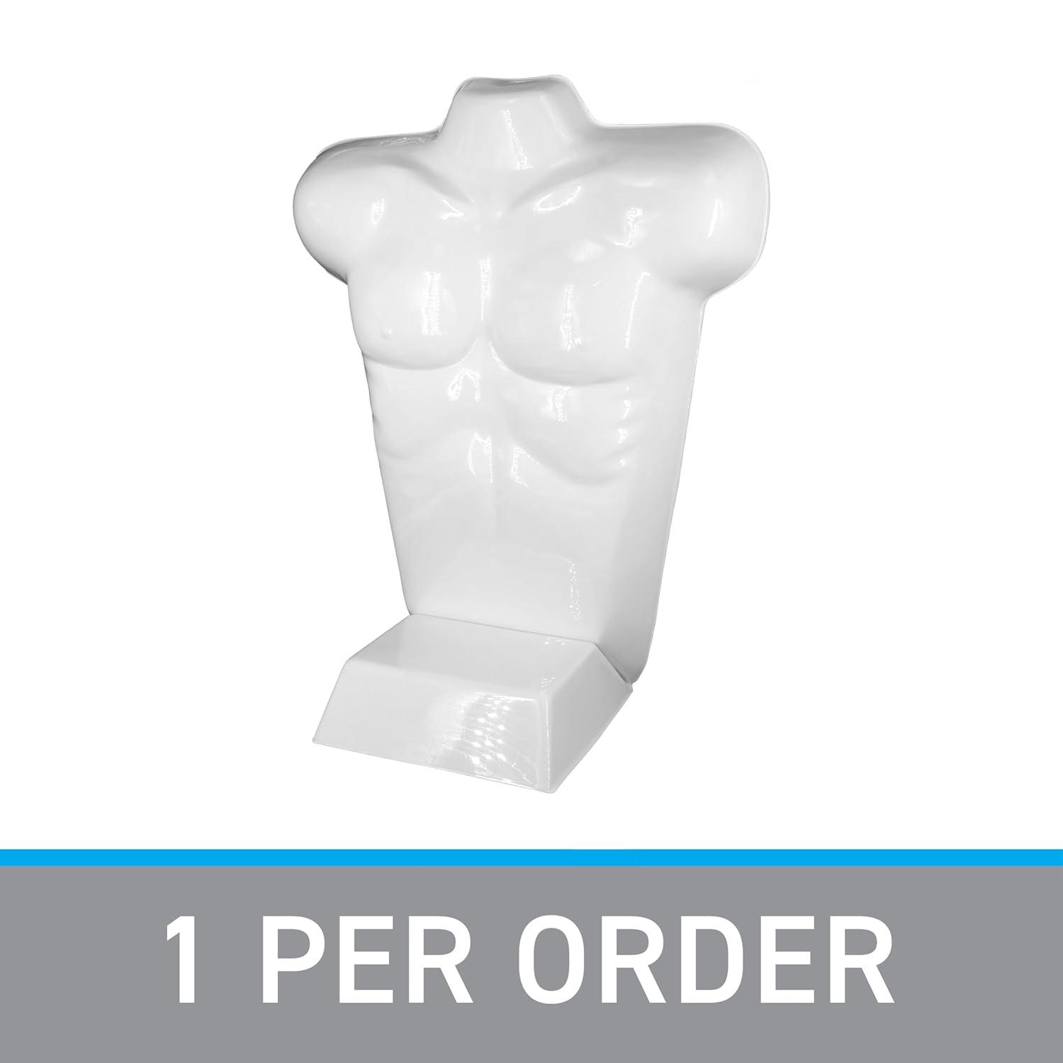 SSWBasics Economy Male White Plastic Countertop Mannequin - Fits Men's Sizes S-L