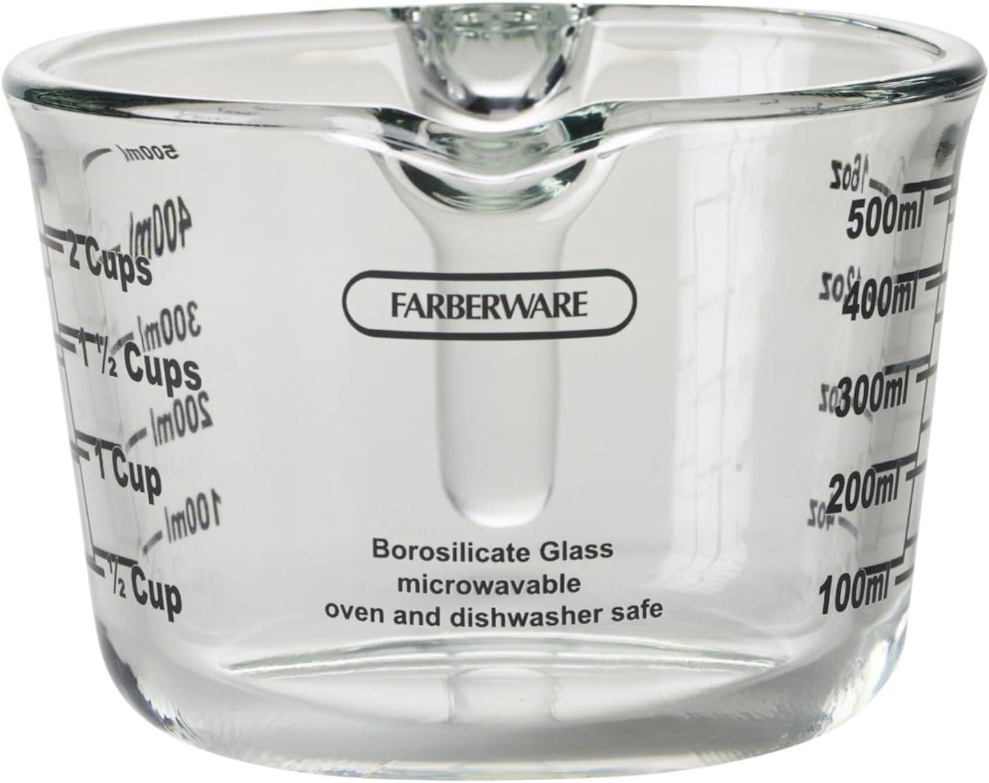 Clear Borosilicate Glass 2-Cup Measuring Cup with Easy Grip Handle