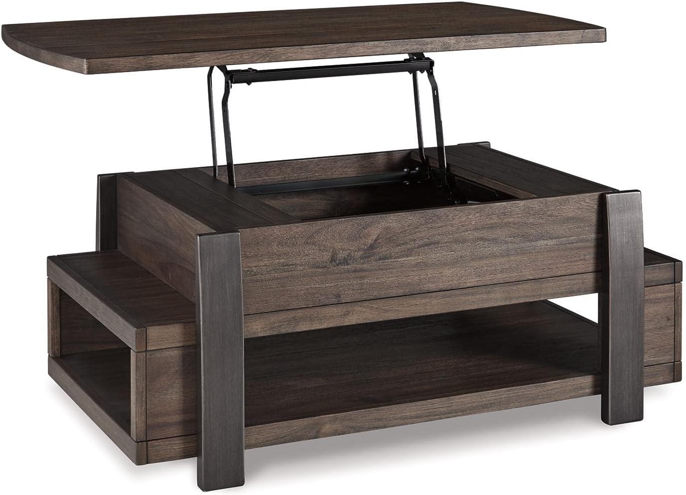 Vailbry Lift Top Cocktail Table Brown - Signature Design by Ashley: UPC 024052498875, Open Shelf, Faux Metal Legs
