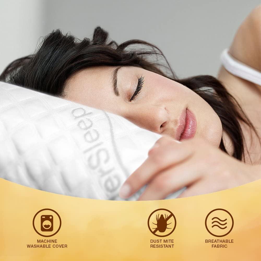 Pillow Premium Adjustable Loft-Shredded Memory Foam for Home & Hotel Collection + Washable Removable Cooling Bamboo Derived Rayon Cover