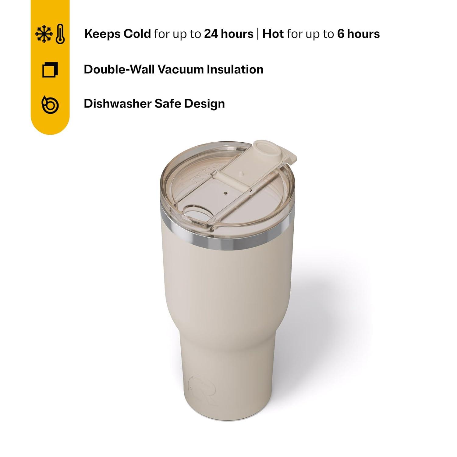 RTIC 40 oz Ceramic Lined Insulated Essential Tumbler, Leak-Resistant Lid, Navy