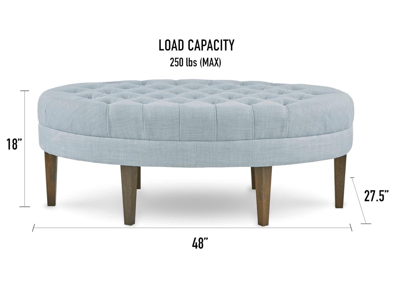 Madison Park Mathew Surfboard Tufted Ottoman Dusty Blue: Polyester Upholstery, Plywood Frame