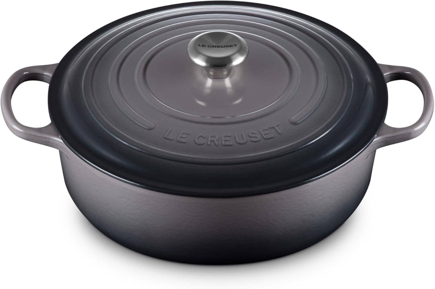 Oyster Gray Enameled Cast Iron Wide Dutch Oven, 6.75 Qt.