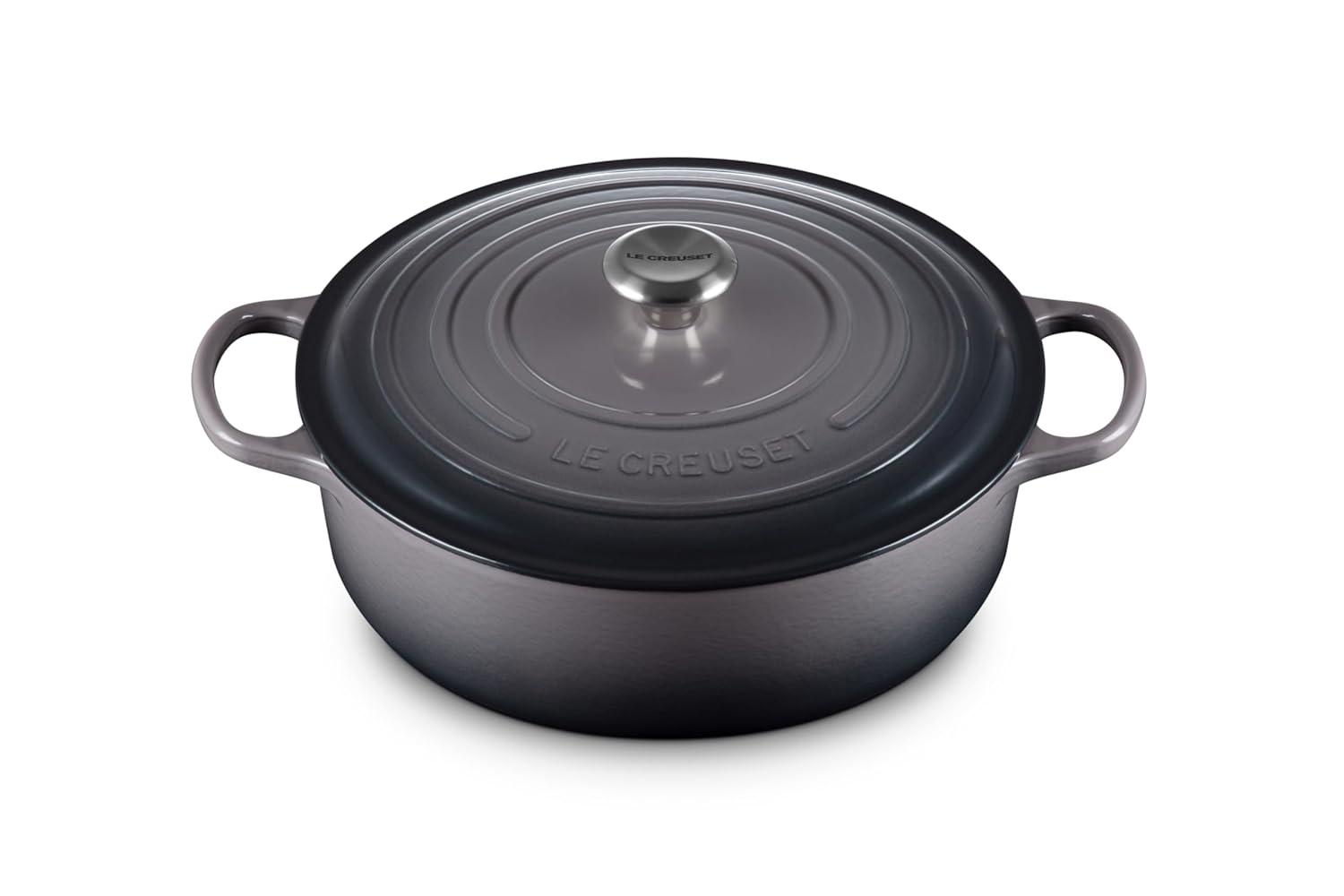 Oyster Gray Enameled Cast Iron Wide Dutch Oven, 6.75 Qt.