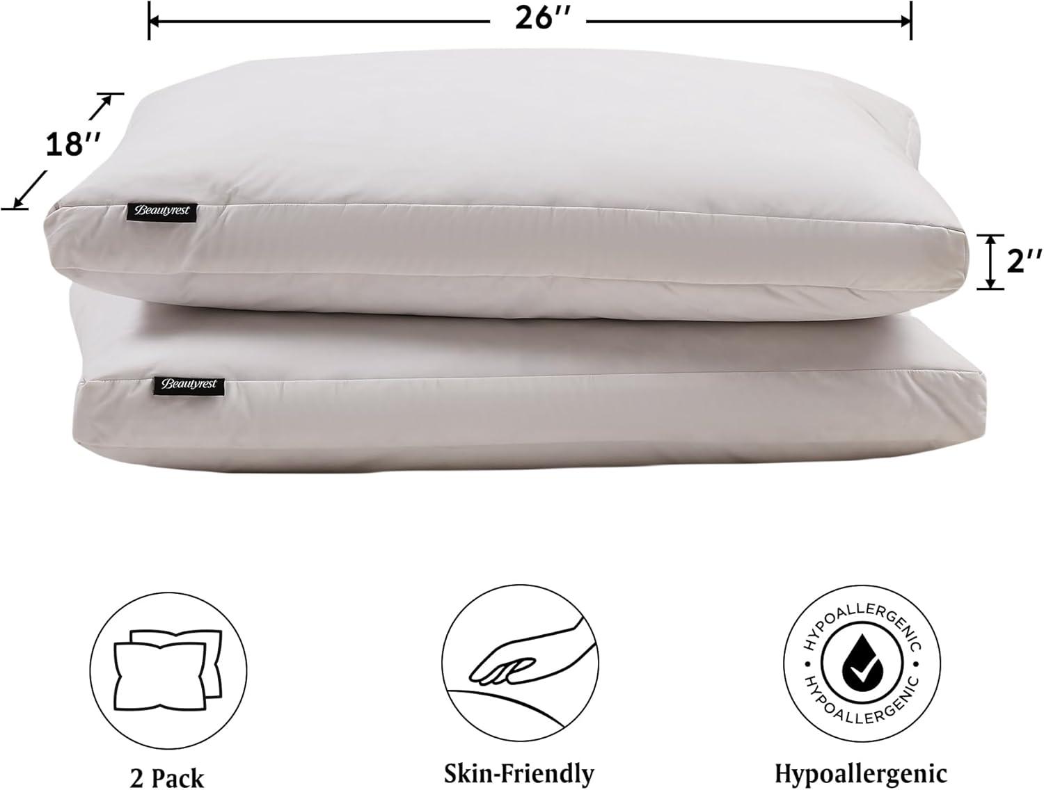 White Medium Firm Gusset Feather Down Pillows, Jumbo Size, Set of 2