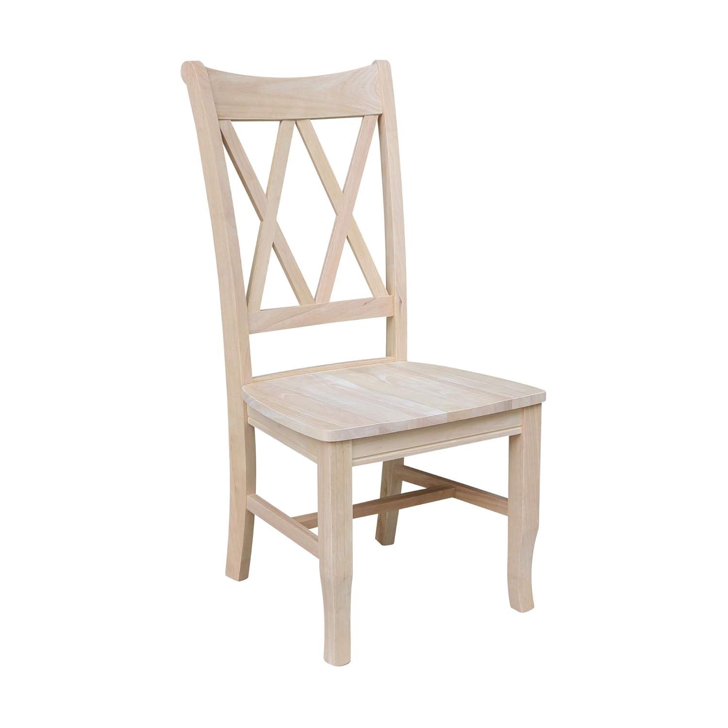 Set Of 2 Double X Back Chair Unfinished - International Concepts: Solid Wood, Armless, Unupholstered