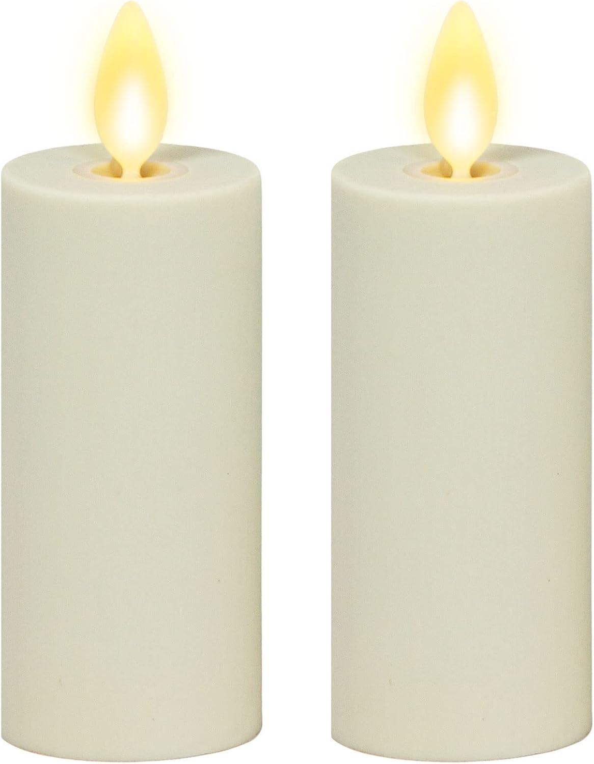 Luminara Realistic Artificial Moving Flame Votive Candle - Set of 2 - Moving Flame LED Battery Operated Lights for Christmas, Halloween - Remote Ready - Remote Sold Separately - Ivory - 1.5" x 4"