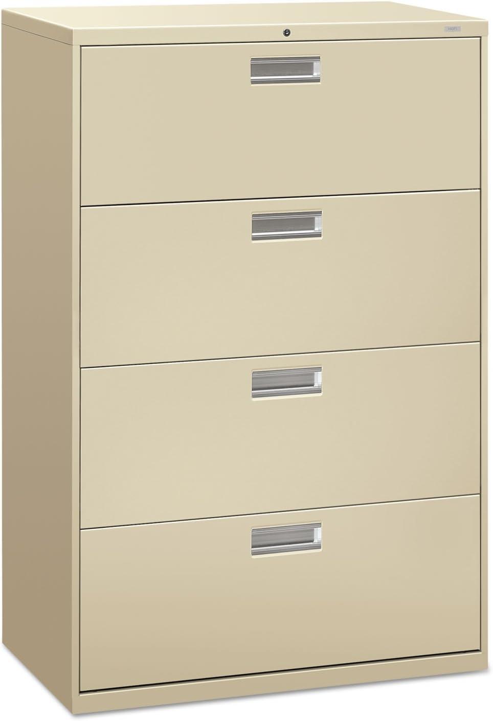 Beige 4-Drawer Lockable Lateral File Cabinet