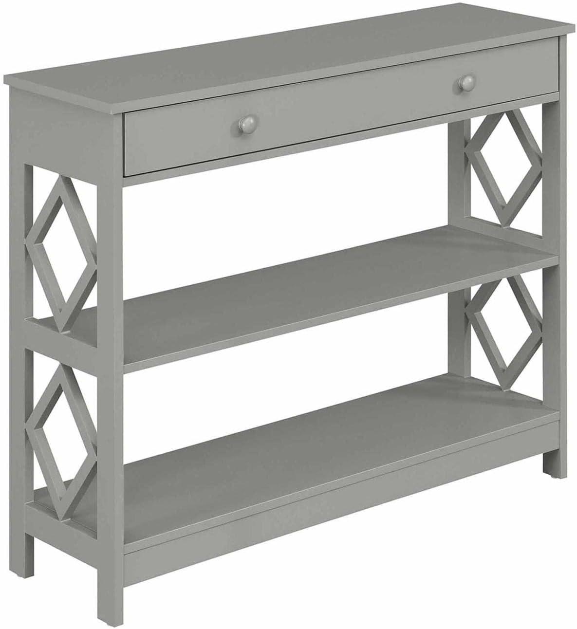 Chic Diamond-Cut 40" Gray Console Table with Storage